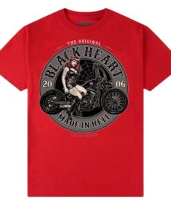 BLACK HEART Men's T-Shirt – EMBER Red Graphic Tee Bold Urban Streetwear Shirt